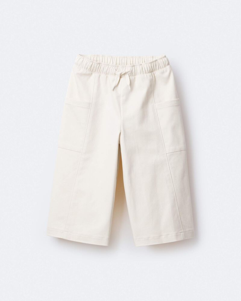 Toddler Girl Wide Leg Pocket Pant - Cream, image 6 of 7 slides