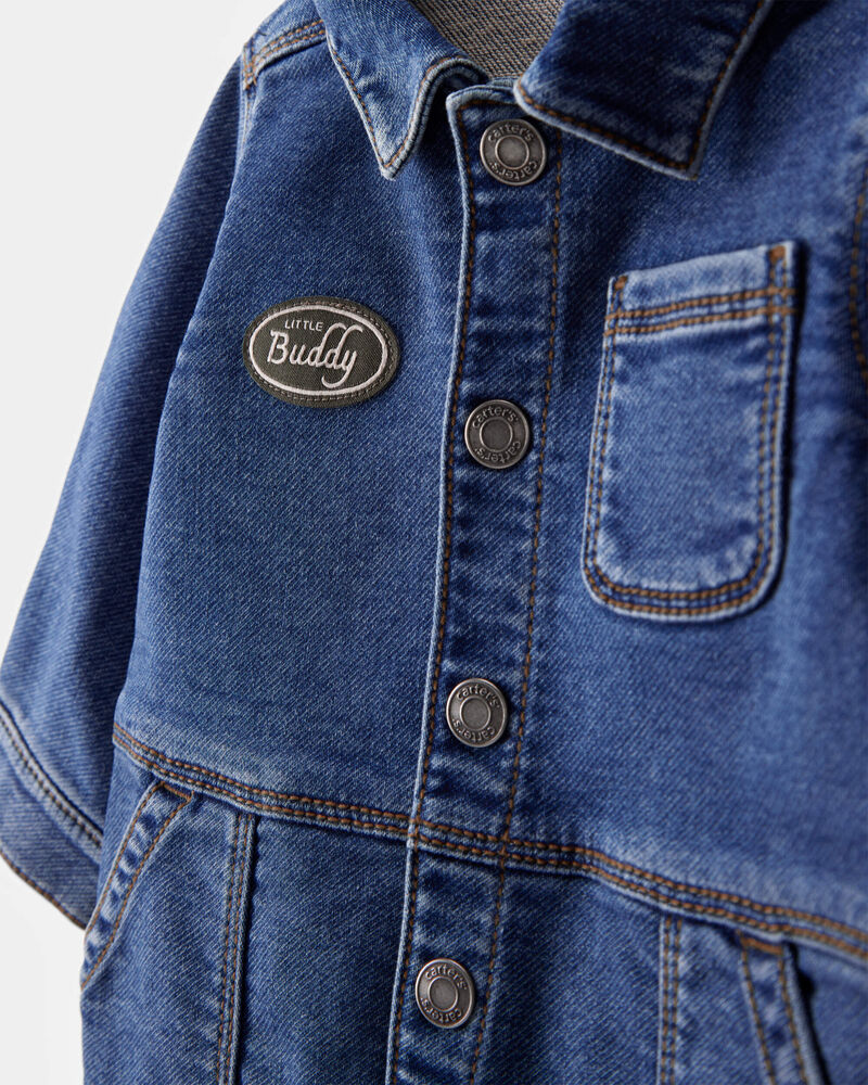 Baby Little Buddy Snap-Up Denim Jumpsuit, image 3 of 5 slides