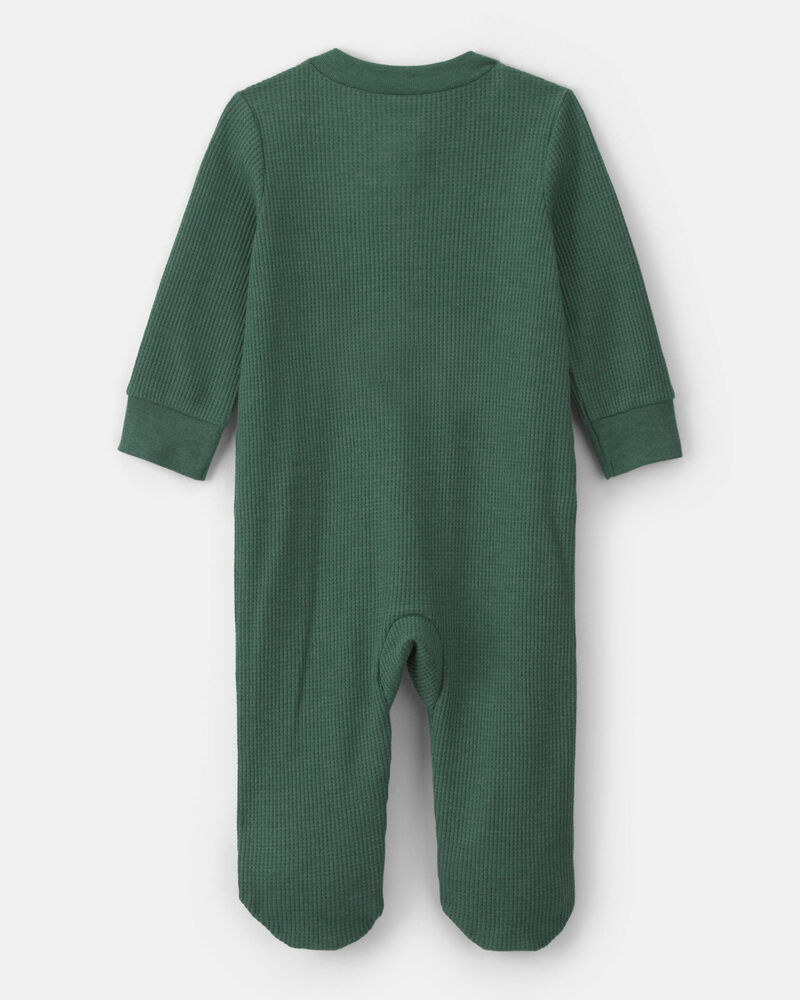 Baby Boy Moose Cotton 2-Way Zip Thermal Sleepers - Green, image 2 of 5 slides