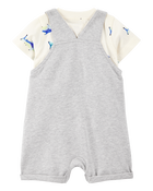 Baby 2-Piece Shark Tee & Shortall Set - Grey, image 2 of 6 slides