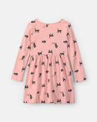 Girls Halloween Cat Long-Sleeve Dress - Pink, image 2 of 4 slides