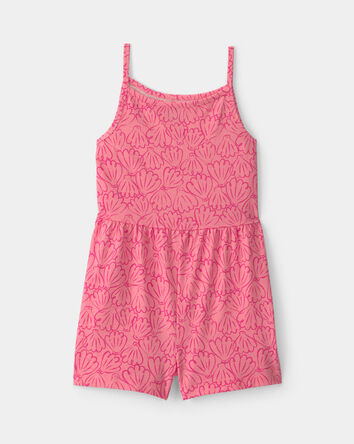 Girls Shell Romper - Coral, 