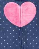 Baby Girl Heart Print Loose Fit Long-Sleeve Sleeper - Navy, image 2 of 3 slides
