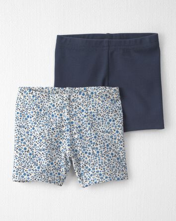 B&eacute;b&eacute; fille - Emballage de 2 shorts extensibles en tissu c&ocirc;tel&eacute; de coton biologique, 