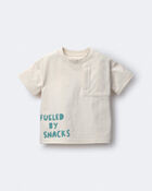 Toddler Boy Fueled By Snacks' Zipper Pocket Tee - Cream, image 1 of 2 slides