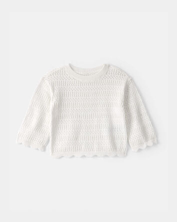 Baby Girl Scalloped Sweater - Ivory, 
