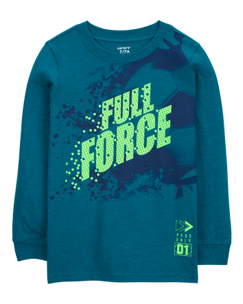 Kid Soccer Cotton Blend Long-Sleeve Tee - Green, 