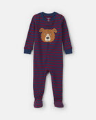 B&eacute;b&eacute; gar&ccedil;on - Pyjama ajust&eacute; 1 pi&egrave;ce en 100&nbsp;% coton &agrave; fermeture &agrave; glissi&egrave;re double sens et pieds &agrave; motif chien &ndash; Bourgogne/Bleu, image 1 sur 4 diapositives