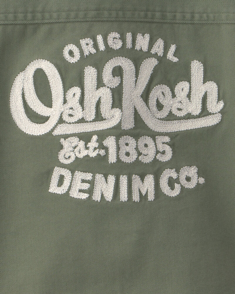 Baby Boy OshKosh Logo Twill Button-Down Shirt - Green, image 4 of 5 slides