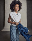Girls Hickory Denim Barrel Jeans - Light Wash, image 5 of 8 slides