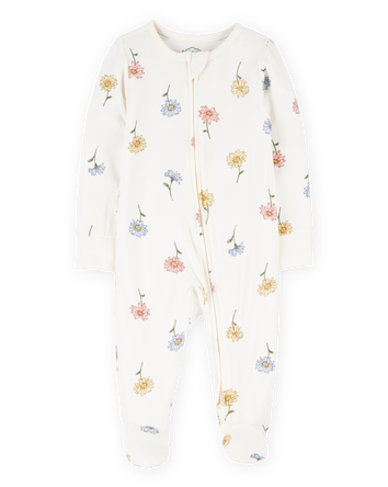 Baby Floral Zip-Up PurelySoft Sleeper Pyjamas, 