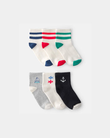 Boys Boy 6-Pack Nautical Ankle Socks, 