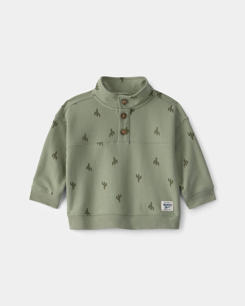 Baby Boy Cactus French Terry Pullover Sweatshirt - Olive, image 1 of 3 slides