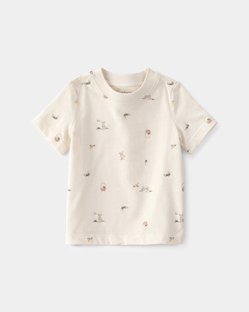 Baby Boy 2-Piece Easter Bunny Shortall Set - Blue/Cream, image 4 of 8 slides