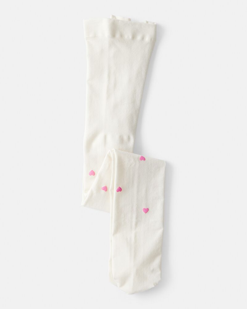Toddler Girl Heart Tights - Pink/White, image 1 of 2 slides