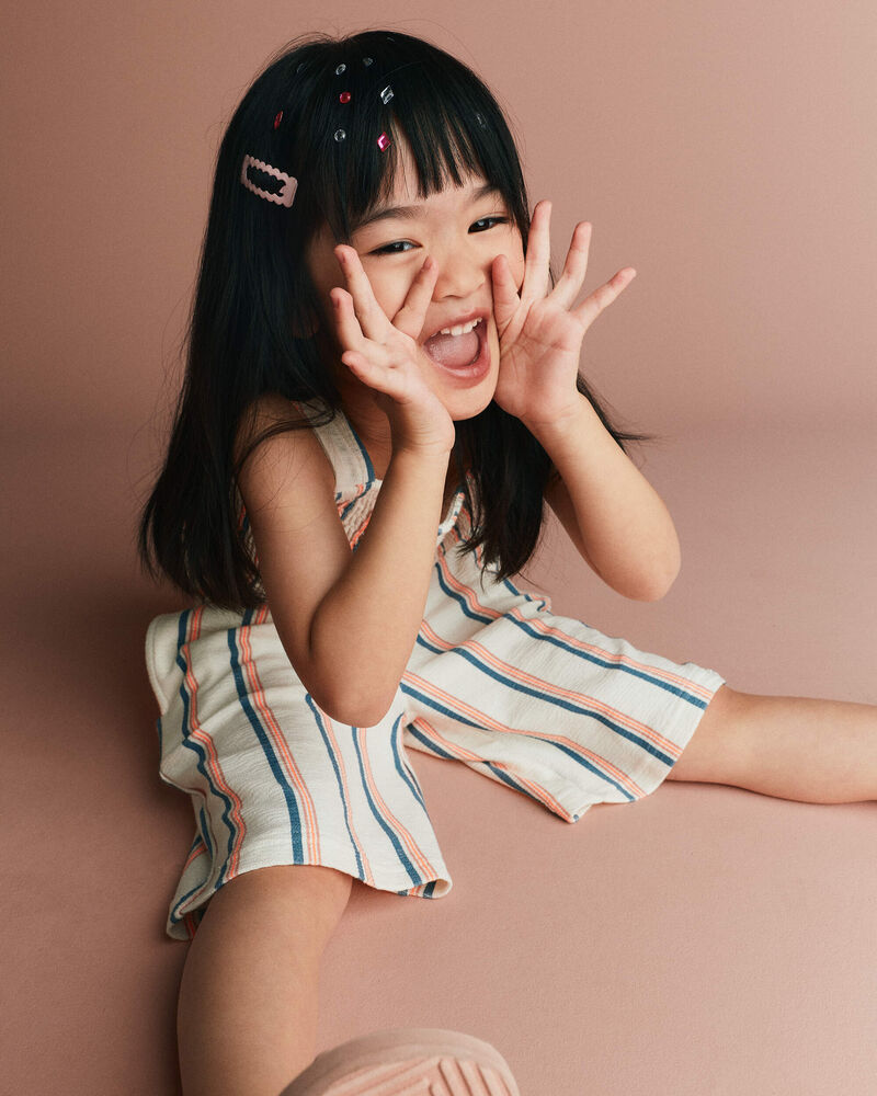 Tout-petit fille - Pantalon capri &agrave; jambes larges &agrave; rayures - Cr&egrave;me, image 5 sur 7 diapositives