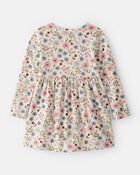 Toddler Girl Floral Long-Sleeve Knit Dress - Cream, image 2 of 4 slides