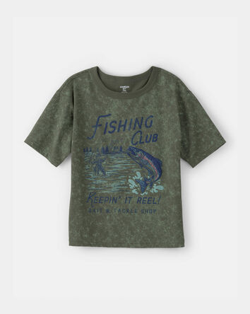 Boys Fishing Club Graphic Tee - Olive, 