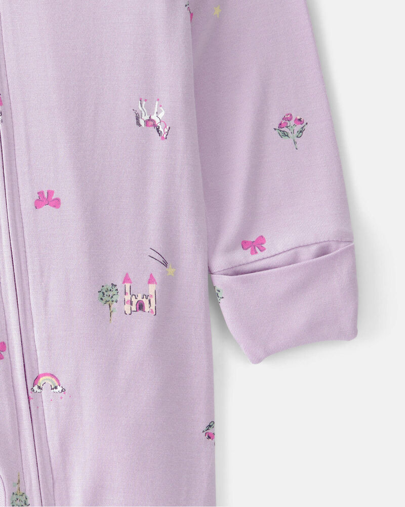 Baby Girl Fairytale 2-Way Zip PurelySoft Sleeper - Purple, image 3 of 8 slides