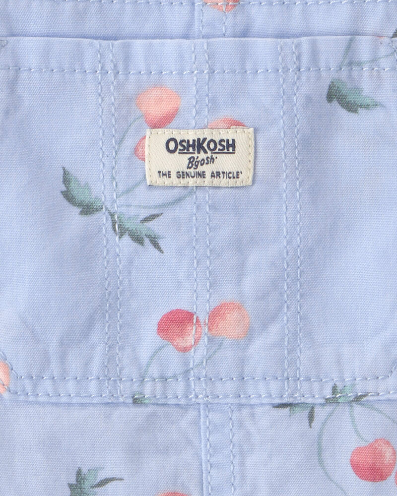 Toddler Girl Cherry Canvas Shortall - Blue, image 3 of 4 slides