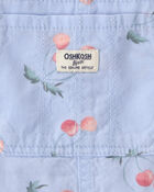 Toddler Girl Cherry Canvas Shortall - Blue, image 3 of 4 slides