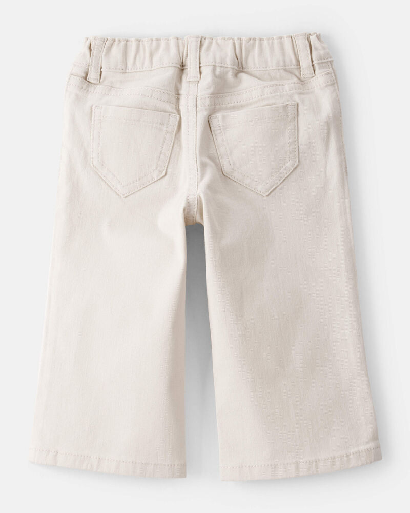 Baby Floral Embroidered Iconic Denim Wide Leg Jeans - Cream, image 2 of 5 slides