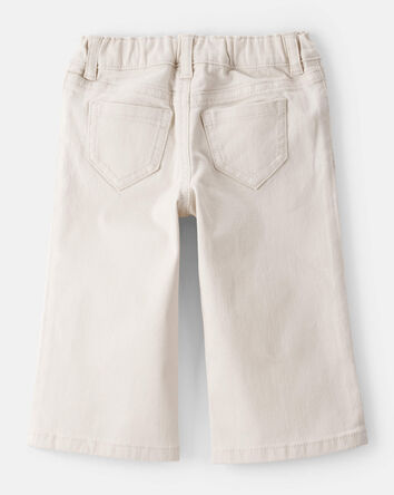 Baby Floral Embroidered Iconic Denim Wide Leg Jeans - Cream, 