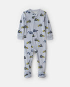 Baby Boy 1-Piece Construction 2-Way Zip DreamPlush Snug Fit Footed Pyjama - Blue, image 1 of 5 slides