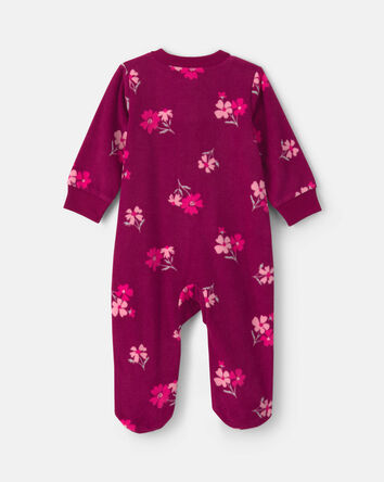 B&eacute;b&eacute; fille - Grenouill&egrave;re en molleton &agrave; fermeture &agrave; glissi&egrave;re double sens et motif floral - Mauve, 