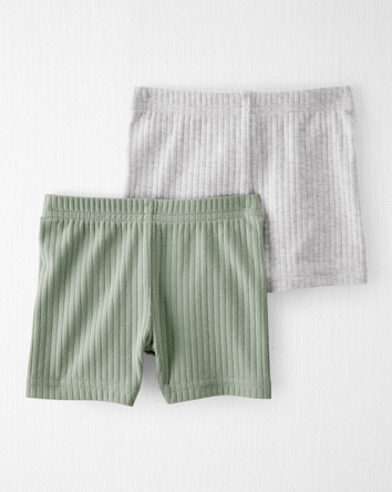 Bébé Emballage de 2 shorts en tissu côtelé de coton biologique, 