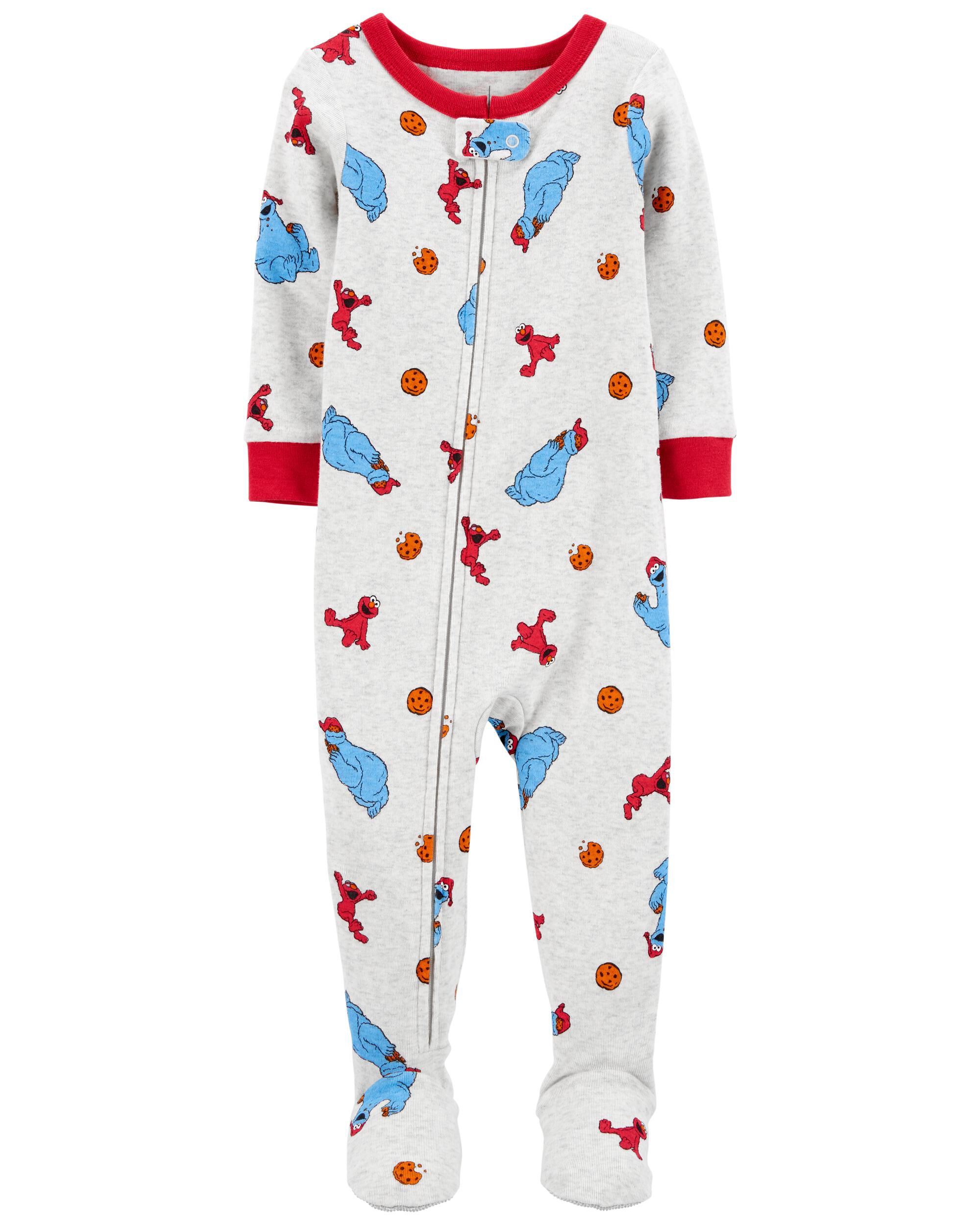 Grey Sesame Street Zip Up Cotton 1 Piece Pyjama Carter s Oshkosh Canada
