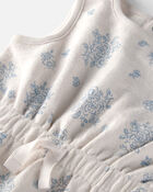 Baby Girl Organic Cotton Romper in Blue Floral, image 2 of 4 slides