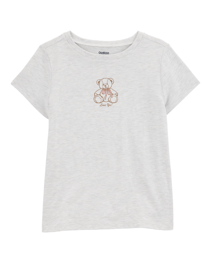 Kid Teddy Bear Short-Sleeve Graphic Tee - Grey, image 1 of 3 slides