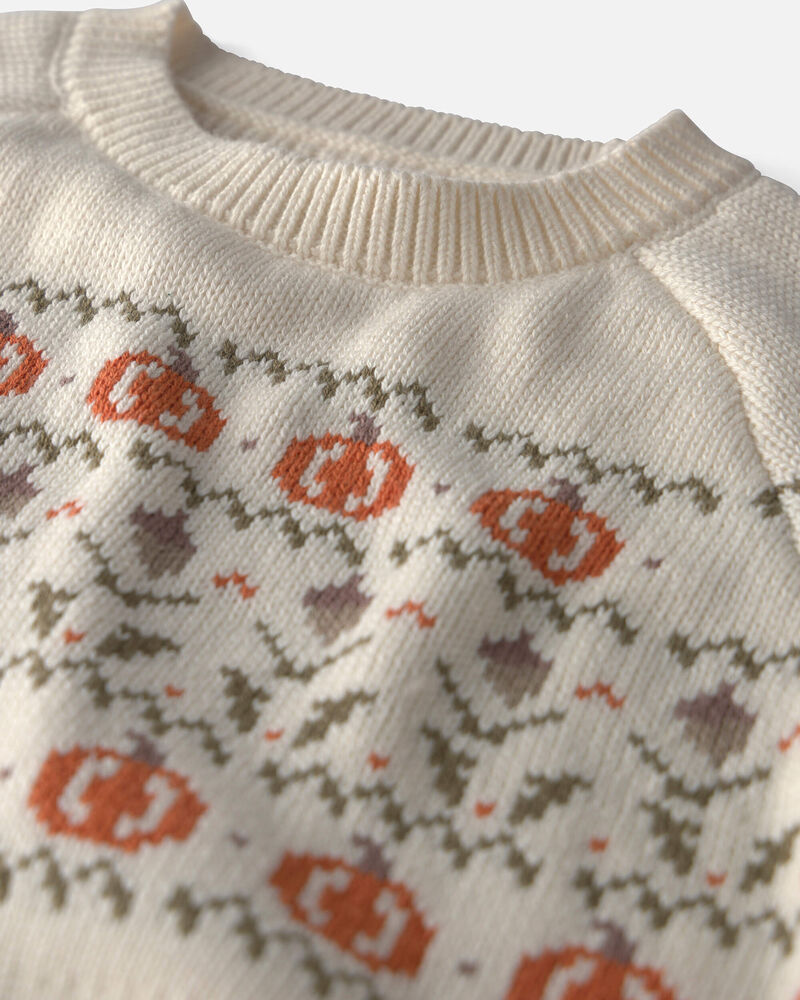 Kids Organic Cotton Fair Isle Sweater Knit Pullover, image 2 of 4 slides