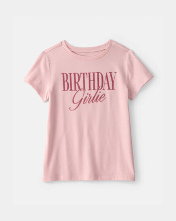 Filles - T-shirt &agrave; imprim&eacute; &laquo;Birthday Girlie&raquo; - Rose, 