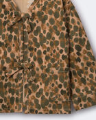 Toddler Girl Bow Jacket in Leopard - Tan, image 5 of 5 slides