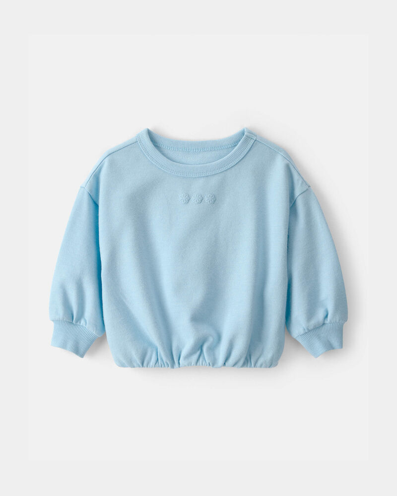 Baby Girl Flowers French Terry Pullover Sweatshirt - Blue, image 1 of 3 slides