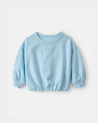 Baby Girl Flowers French Terry Pullover Sweatshirt - Blue, image 1 of 3 slides
