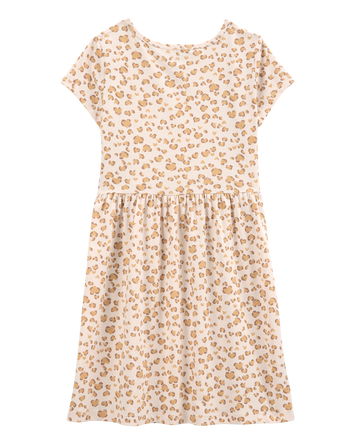 Kid Cheetah Animal Print Short-Sleeve Dress, 