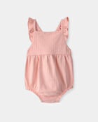 Baby Girl Solid Sleeveless Romper - Blush, image 1 of 4 slides