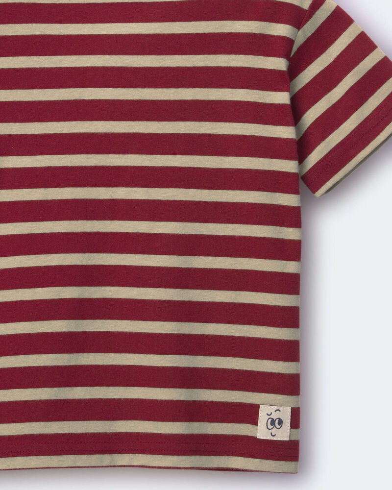 Tout-petit gar&ccedil;on - T-shirt d&eacute;contract&eacute; &agrave; rayures - Bourgogne, image 6 sur 6 diapositives