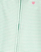 Toddler Girl Striped Snug Fit Cotton Footie 1-Piece Pyjamas - Green, image 2 of 4 slides