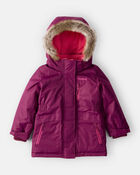 Toddler Girl Parka Hooded Winter Jacket - Burgundy , image 1 of 3 slides