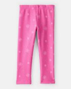 Toddler Girl Snowflake Pull-On Stretch Cozy Leggings - Pink, image 2 of 5 slides