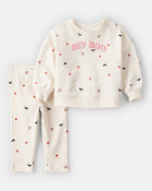 Baby Girl 2-Piece Hey Boo Halloween Outfit Set - Cream, image 1 of 4 slides