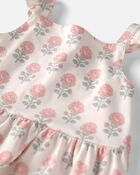 Toddler Girl Organic Cotton Tiered Dress in Rosebud Petal Print, image 3 of 5 slides