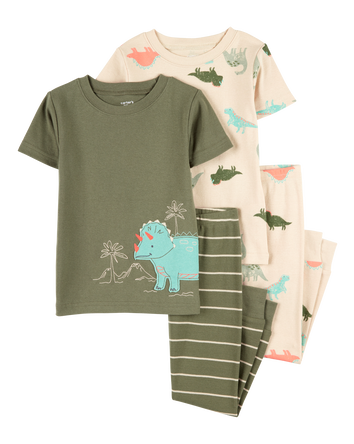 Toddler 4-Piece Dinosaur Cotton Pyjamas, 