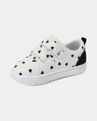 Baby Girl Heart Print Every Step&reg; First Walker Casual Shoes - White/Black, image 6 of 6 slides