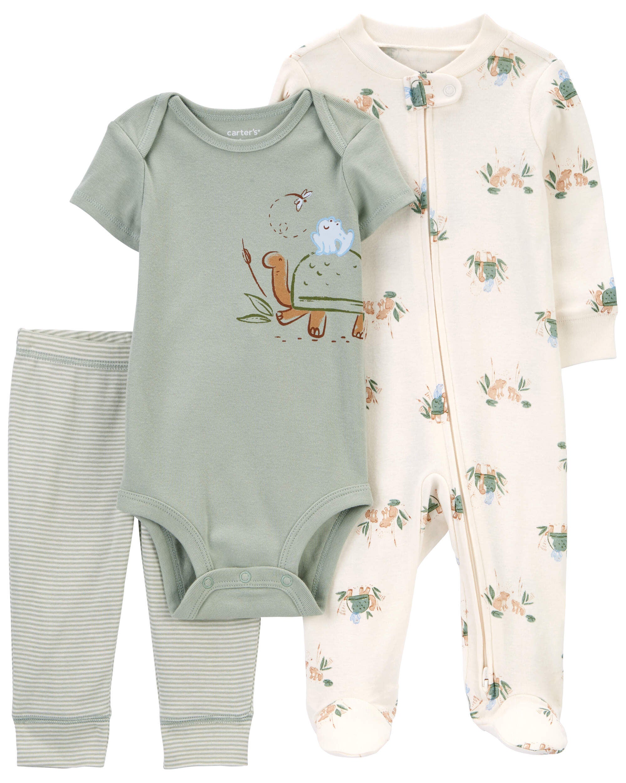 Baby Boys Baby Green Turtle 3 Piece Sleep and Play Set 9M Carter s