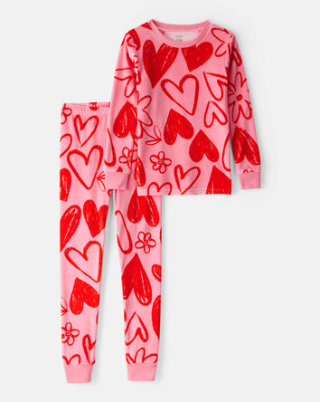 Girls Heart DreamPlush Snug Fit 2-Piece Pyjamas - Red/Pink, 